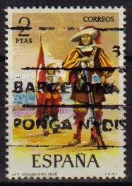 z vendido ESPAÑA 1974 2168 Sello II Uniformes Militares Arcabucero 1632 usado Espana Spain Espagne Spagna Spanje Spanien 